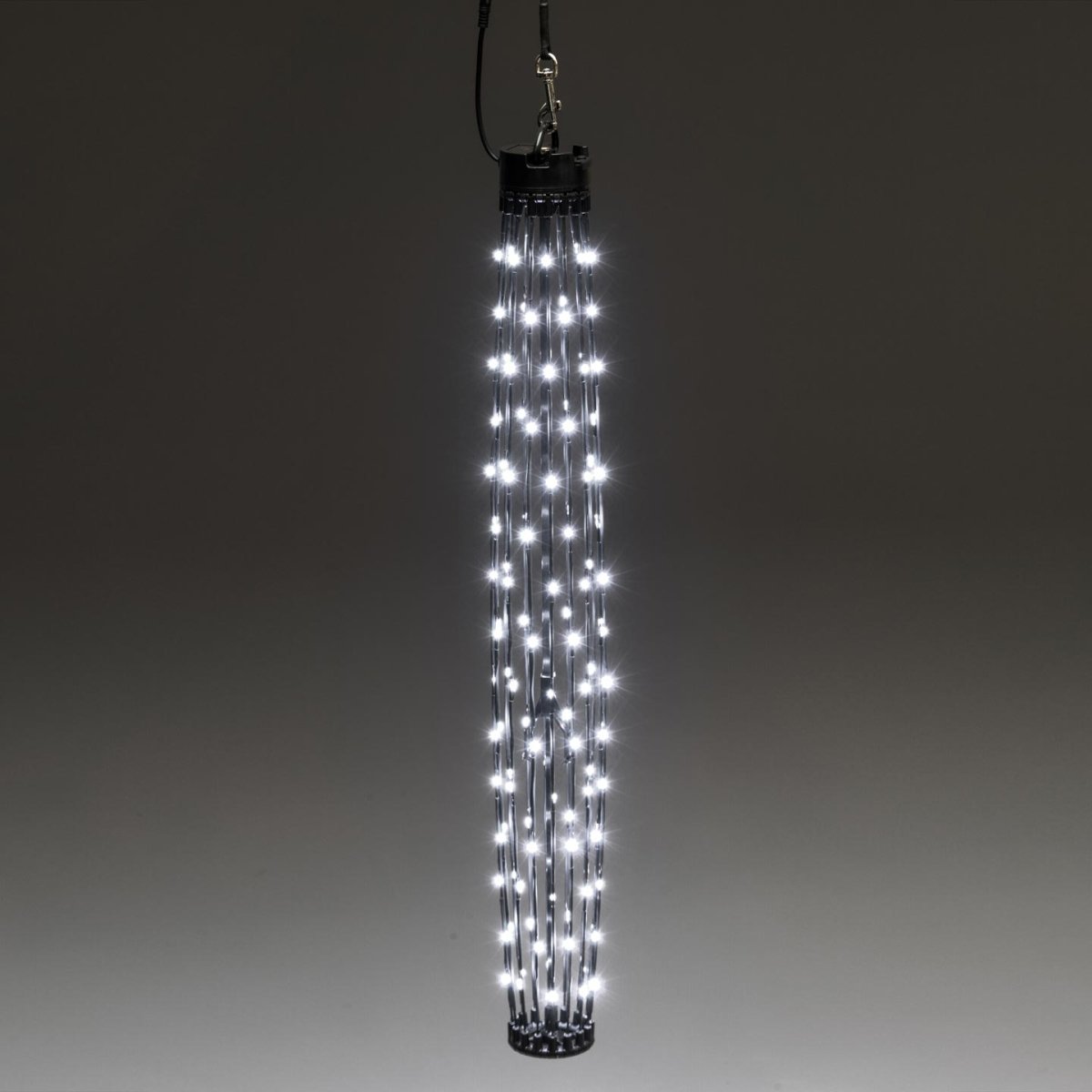 This hanging GLOWB light is displayed in the uncompressed tube-shape. This GLOWB is powered by AC, but an optional battery is also available.